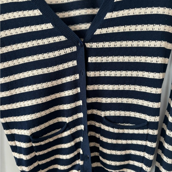 Mango Navy and Cream Striped Cardigan - Picture 2 of 5